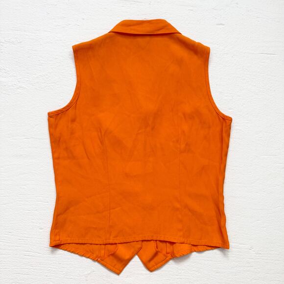 Vintage 90s Petite Impressions Orange Button Front Vest Top, Size 6 - Picture 7 of 7